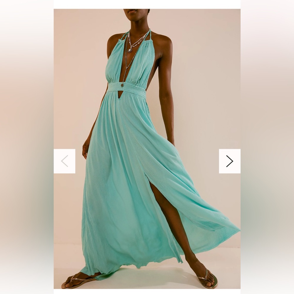 Free People Look Into the Sun maxi dress size XS Astral Blue